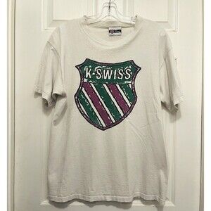 Vintage K-Swiss Los Angeles Tennis Open Tee 1994 - SS Men’s Sz M White/Off White